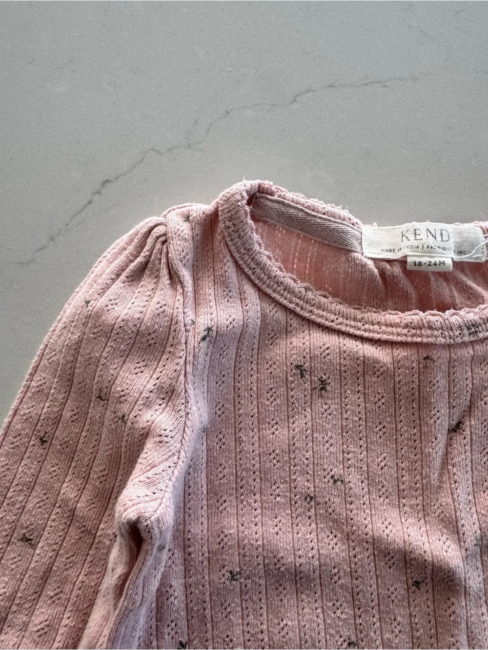 Colored Organics Pale Pink Pointelle long-sleeve One-Piece & Pants Set